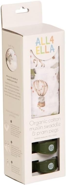 All4Ella Muslin & 2 Pram Peg Box Set - Monkey Carnival - Image 1